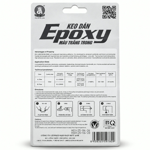 Keo dán hai thành phần Epoxy Đức Anh 20g