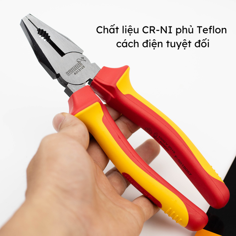 Kìm điện 6 8 inch cách điện 10000V tiêu chuẩn VDE của Đức Wynn's chính hãng, kềm điện chịu điện cao áp chuyên dụng