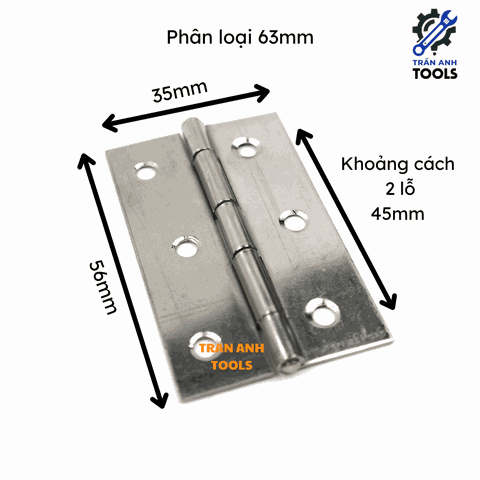 Bản lề lá Inox bóng nhiều kích thước, bản lề lá sắt xi Trần Anh Tools