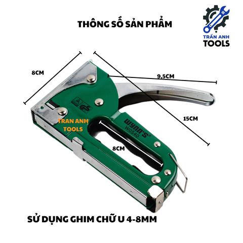 Súng Bắn Ghim Cầm Tay Wynn's – Dải Ghim 4–14mm, Thân Thép Cứng, Cầm Tay Màu Xanh, Thân Kim Loại Chắc Chắn, Siết Ghim Gọn Gàng