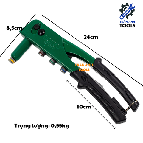 Kìm Rút Rive Tay Cong Wynn's – Màu Xanh, Dụng Cụ Bắn Đinh Rút Chuyên Dụng, Lực Siết Mạnh