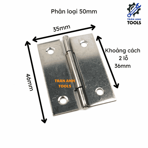 Bản lề lá Inox bóng nhiều kích thước, bản lề lá sắt xi Trần Anh Tools