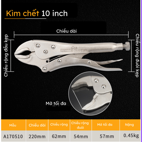 Kìm kẹp chết cán trơn Wynn's kích cỡ 7 inch và 10 inch, kìm chết, kìm bấm chết mini