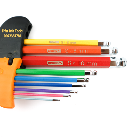 Bộ lục giác màu đầu bi Wynn's F041239 dài 18cm chất liệu S2 cao cấp, bộ lục giác màu 9 chi tiết hàng chất lượng cao