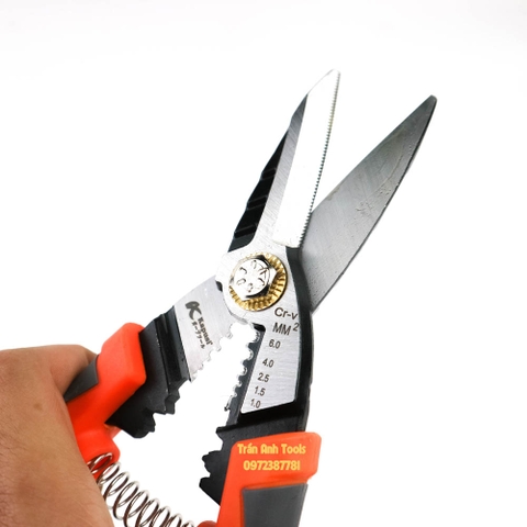 Kìm cắt kết hợp tuốt dây điện cao cấp Kapusi Japan kích cỡ 215mm, kìm cắt tuốt đa năng cao cấp chất lượng nhật bản