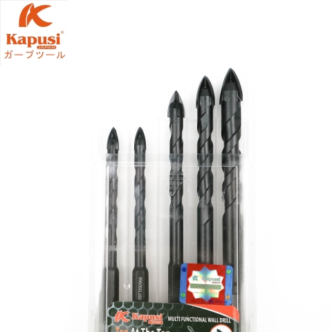 Hộp 5 mũi khoan đa năng chuôi lục giác Kapusi Japan chính hãng, bộ mũi khoan gạch men, khoan tường, ngói, bê tông, kính
