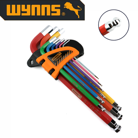 Bộ lục giác màu đầu bi Wynn's F041239 dài 18cm chất liệu S2 cao cấp, bộ lục giác màu 9 chi tiết hàng chất lượng cao