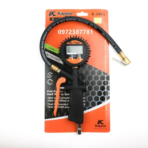 Đồng hồ đo áp suất lốp điện tử K-1090 Kapusi Japan chính hãng, đầu vòi bơm ô tô xe máy hàng nhật bản chất lượng cao