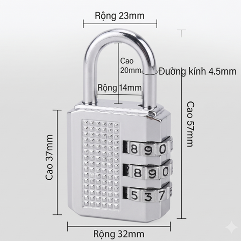 Ổ khóa mã 3 số cỡ lớn
