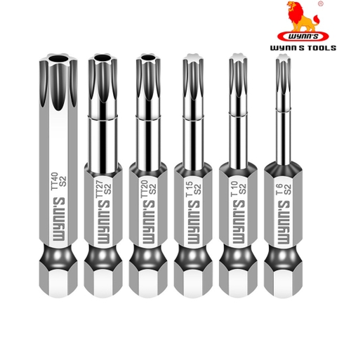 Mũi bắn vít đầu hoa thị chiều dài 50mm các cỡ T8-T40 Wynn's Tools, mũi bắt vít đầu bông mai chất liệu S2 cao cấp