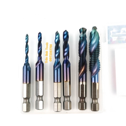 Bộ mũi khoan taro 6 chi tiết 3 4 5 6 8 10 chất liệu HSS cao cấp, bộ mũi tạo ren 6 chi tiết Kapusi K-3242 Japan cao cấp