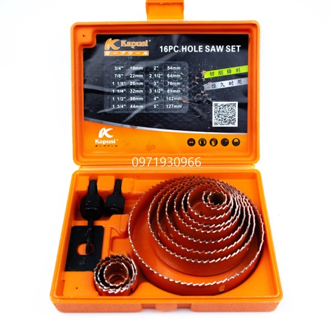 Bộ mũi khoét thạch cao và gỗ mềm 16 chi tiết cao cấp Kapusi Japan