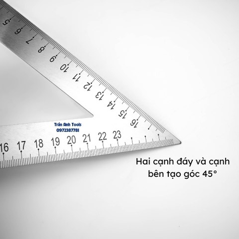 Thước ke góc tam giác kích cỡ 200mm chất liệu hợp kim nhôm đúc cao cấp Kapusi Japan, thước eke tam giác đo góc 45 độ
