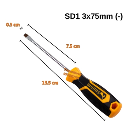 Tua vít 1 đầu cao cấp Wynn's Tools đủ các cỡ, tô vít đầu hai cạnh, bốn cạnh đầu, đầu bake, đầu trừ mạ đồng độ bền cao