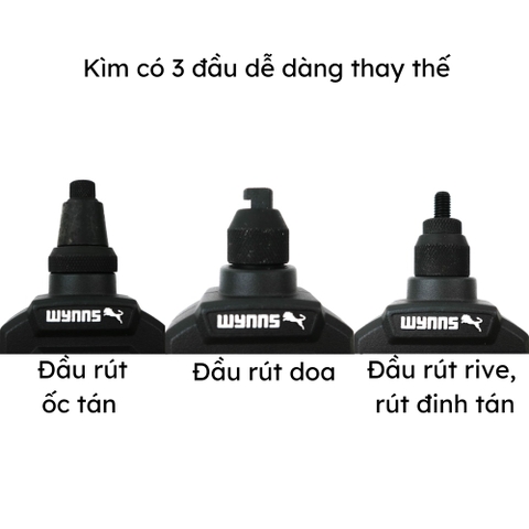 Kìm rút đinh tán 2.4-6.4, ốc tán M3-M8 3 trong 1 cao cấp Wynn's, kìm rút đa năng nhiều đầu thay thế kềm rút rive ren ecu