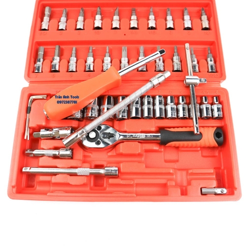 Bộ khẩu tay tự động 1/4 46 chi tiết cao cấp Kapusi Japan, bộ tuýp vặn ốc 1/4 cao cấp chất lượng nhật bản