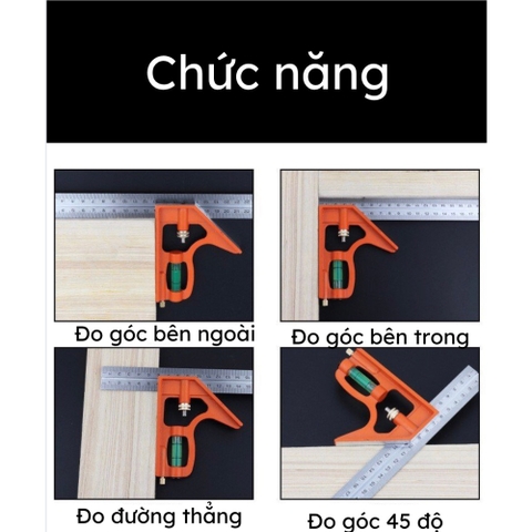Thước ke góc vuông 30cm đa năng 6 trong 1 Kapusi Japan, thước ke góc đa năng tiện dụng