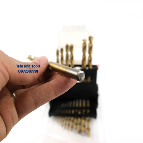 Bộ mũi khoan inox 19 chi tiết có các cỡ từ 1-10mm cao cấp Kapusi Nhật bản, hộp mũi khoan inox, thép, đồng, nhôm, gỗ