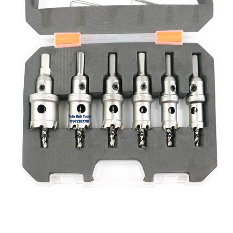 Bộ 6 mũi khoét sắt, Inox Kapusi Nhật Bản bao gồm 16 18 20 22 25 30