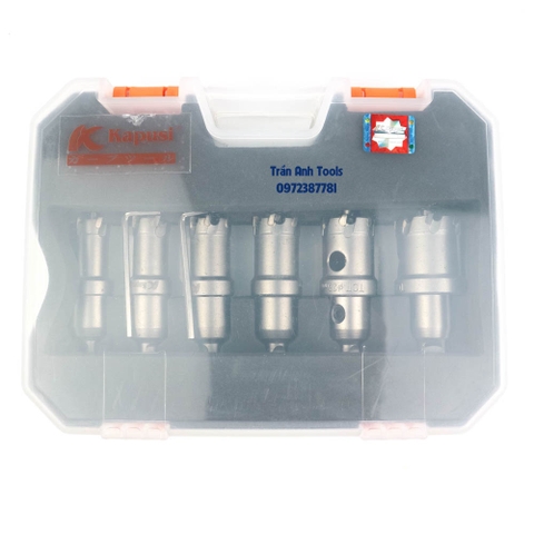 Bộ 6 mũi khoét sắt, Inox Kapusi Nhật Bản bao gồm 16 18 20 22 25 30