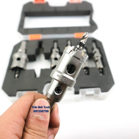 Bộ 6 mũi khoét sắt, Inox Kapusi Nhật Bản bao gồm 16 18 20 22 25 30