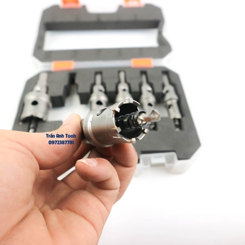 Bộ 6 mũi khoét sắt, Inox Kapusi Nhật Bản bao gồm 16 18 20 22 25 30