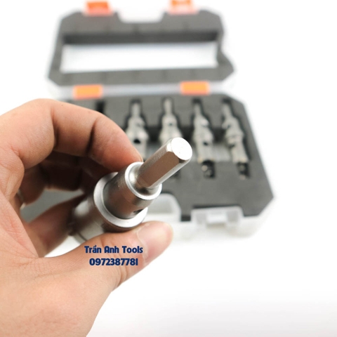 Bộ 6 mũi khoét sắt, Inox Kapusi Nhật Bản bao gồm 16 18 20 22 25 30