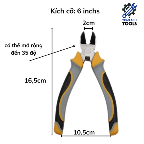 Kìm cắt 6 8 inch 3 màu kiểu Nhật Wynn's chính hãng cắt sắt thép siêu bén HRC58-63, kềm cắt dây thép, dây điện cao cấp