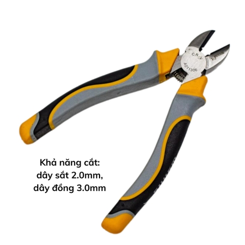Kìm cắt 6 8 inch 3 màu kiểu Nhật Wynn's chính hãng cắt sắt thép siêu bén HRC58-63, kềm cắt dây thép, dây điện cao cấp