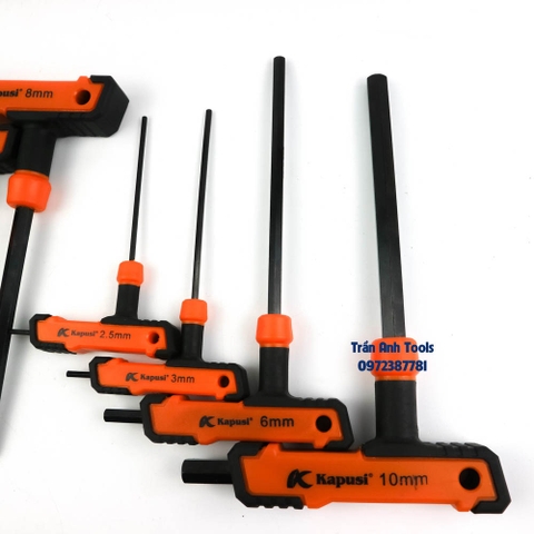 Bộ lục giác chữ T 8 chi tiết gồm các cỡ 2 2.5 3 4 5 6 8 10 Kapusi Japan, bộ lục giác tê cao cấp chất lượng Nhật Bản