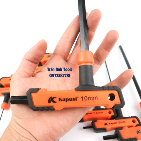 Bộ lục giác chữ T 8 chi tiết gồm các cỡ 2 2.5 3 4 5 6 8 10 Kapusi Japan, bộ lục giác tê cao cấp chất lượng Nhật Bản