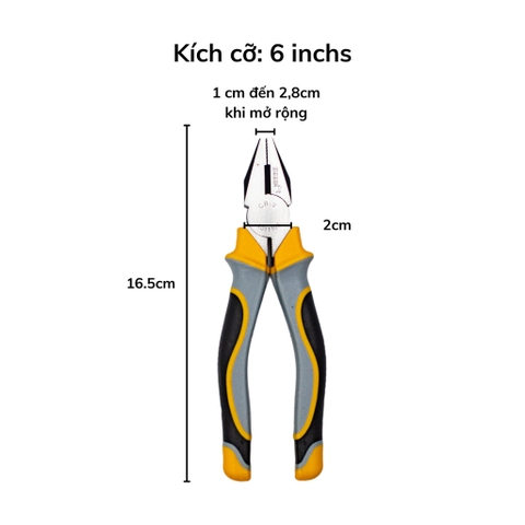 Kìm cắt 6 8 inch 3 màu kiểu Nhật Wynn's chính hãng cắt sắt thép siêu bén HRC58-63, kềm cắt dây thép, dây điện cao cấp