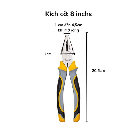 Kìm cắt 6 8 inch 3 màu kiểu Nhật Wynn's chính hãng cắt sắt thép siêu bén HRC58-63, kềm cắt dây thép, dây điện cao cấp