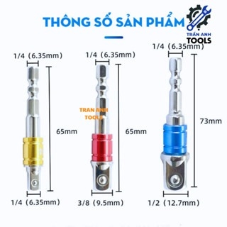Đầu Chuyển Vặn Vít (1/4) Sang Đầu Vặn Bulong (1/4 3/8 1/2) Cao Cấp