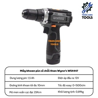 Máy Khoan Pin Có Chổi Than Wynn’s WS4447 12V, 1.5Ah, Tốc Độ 1500r/m, Mô Men Xoắn 25N.m