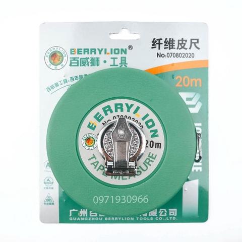 Thước dây vải cuộn chiều dài 20m 30m 50m Berrylion chính hãng, thước cuộn vải chất liệu sợi thủy tinh siêu bền