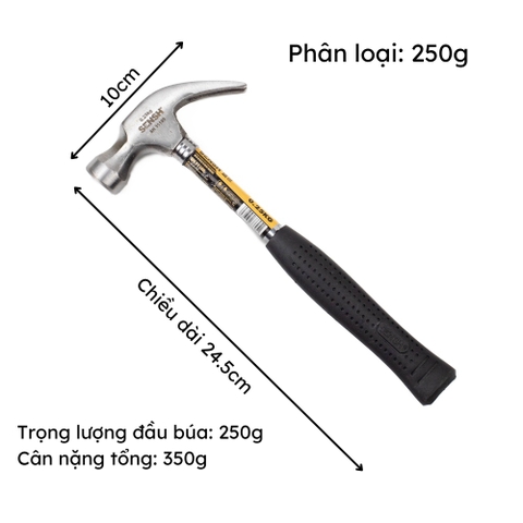 Búa nhổ đinh cao cấp có bọc cán thép 0.25kg SENSH