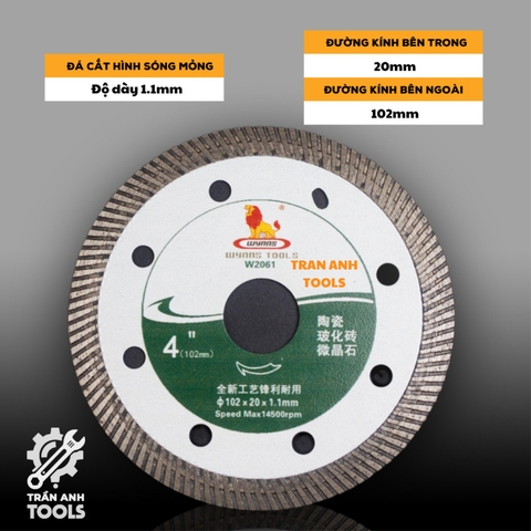 Lưỡi cắt gạch kim cương 102mm Wynn's siêu mỏng 1.1mm cắt gạch men, đá hoa cương, gỗ, sắt, đá cắt đa năng chính hãng