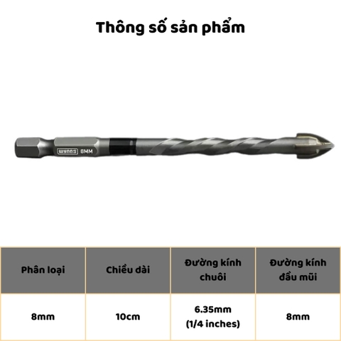Mũi Khoan Đa Năng Cao Cấp Đá Gạch Men Gốm Sứ Thủy Tinh Wynn's 6mm 8mm 10mm 12mm