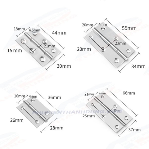Bản lề lá inox 37mm - 90mm, sắt 37mm - 97mm