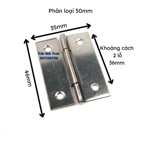 Bản lề lá inox 37mm - 90mm, sắt 37mm - 97mm