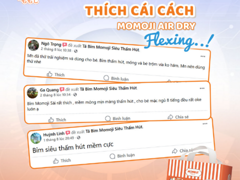 Feedback 5000+ khách hàng sau khi sử dụng tã bỉm Momoji Air Dry
