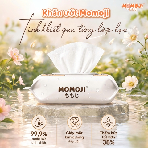 Khăn Giấy Ướt Momoji Không Cồn, Không Parabens, Mềm Mịn, An Toàn Với Trẻ Nhỏ