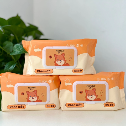 Khăn Giấy Ướt Momoji Không Cồn, Không Parabens, Mềm Mịn, An Toàn Với Trẻ Nhỏ