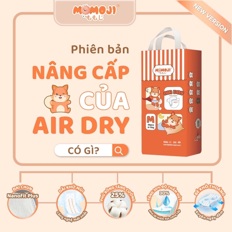 [Mới] Tã/Bỉm dán MOMOJI AIR DRY - PHIÊN BẢN NÂNG CẤP Siêu Thấm Hút, Mềm Mỏng, Thoáng Khí Cho Bé