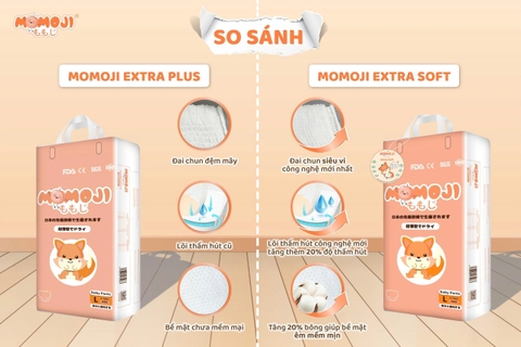 [PHIÊN BẢN NÂNG CẤP]Tã bỉm dán Momoji Extra Soft Siêu Thấm Hút NB64/S60