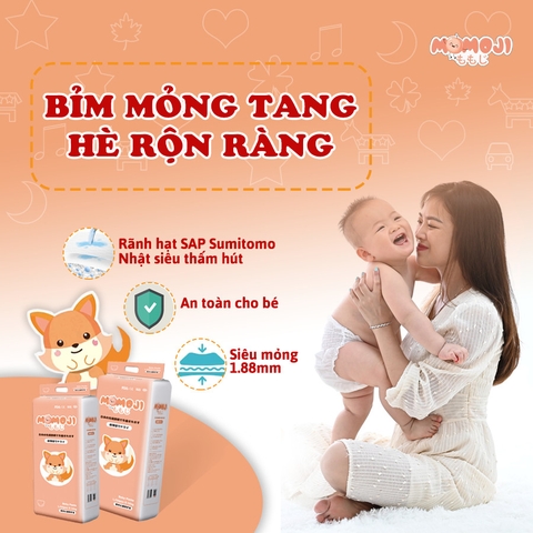 Tã bỉm dán Momoji Siêu Thấm Hút NB64/S60