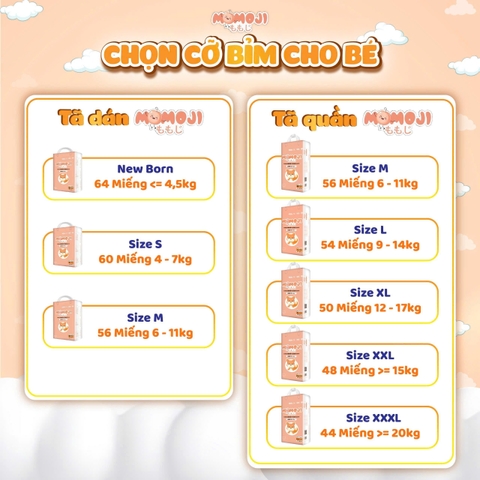 [PHIÊN BẢN NÂNG CẤP] Tã Bỉm Quần Momoji Extra Soft Siêu thấm hút M56/L54/XL50/XXL48/XXXL44