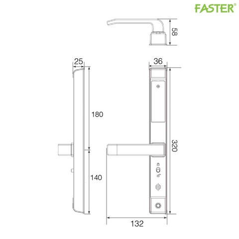 Khóa vân tay cửa nhôm Faster FS6600 BL