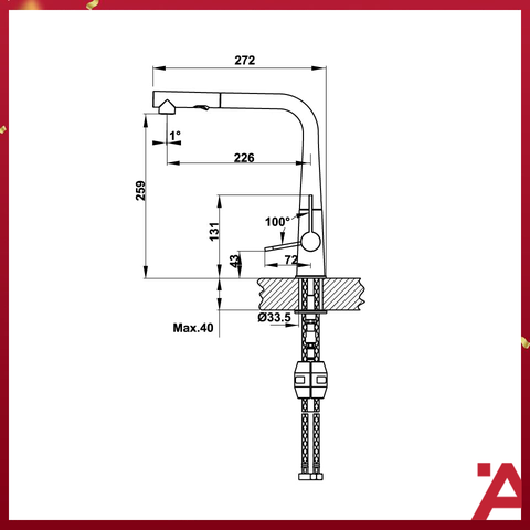 VÒI BẾP KAFF HT20-GH1P259 - XÁM 570.82.400